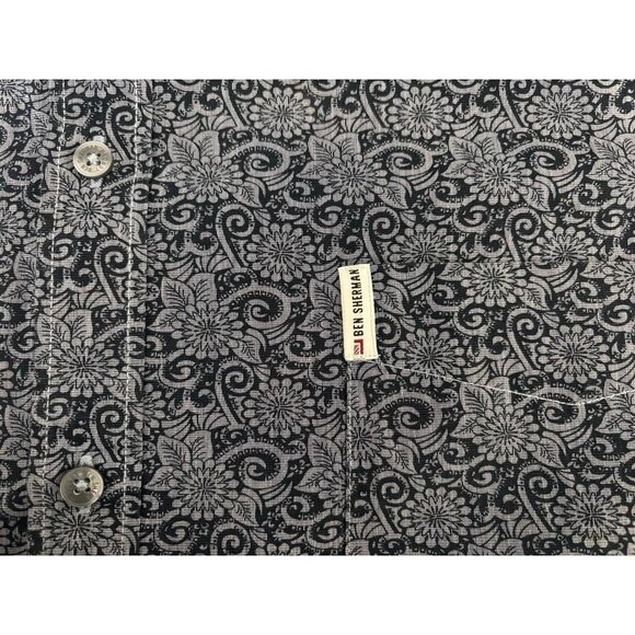 BEN SHERMAN Short Sleeve Shirt Button Sleeve Mens Size 4XL Blue Floral - Picture 8 of 9